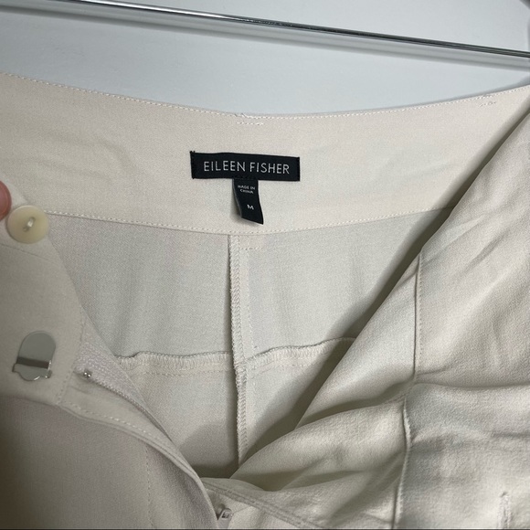 Eileen Fisher System Silk Georgette Crepe Slouchy Ankle Pant In Ivory Size MP - Picture 5 of 9
